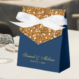 Ballotins Faux Pailleté Or Mariage Bleu Marine