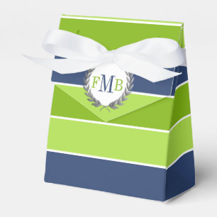 Ballotins Favoris de mariage rayures vertes et bleues et ini