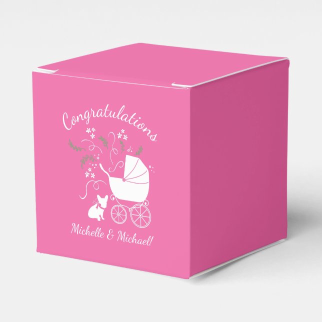 Ballotins Fête à thème Bulldog en France - rose Baby shower (Verso)