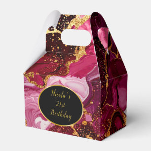 Ballotins Fête d'anniversaire avec marbre agate rouge brilla