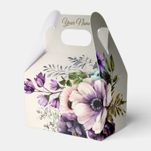 Ballotins Fête de mariage Fleurs violettes rose or élégant