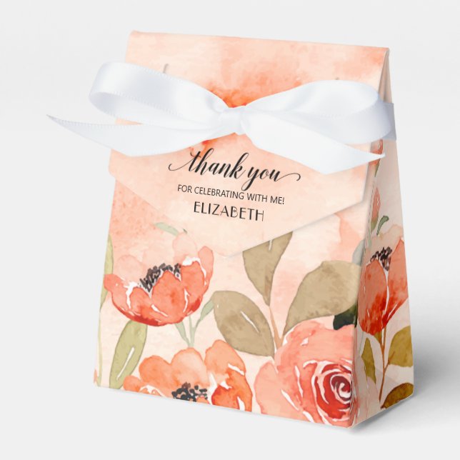 Ballotins Fête de mariage floral orange aquarelle (Verso)