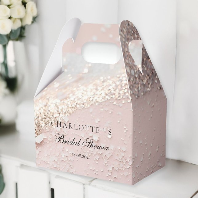 Ballotins Fête de mariage moderne et scintillante (Modern, Glitter Bridal Shower Favor Boxes with your name & date.)