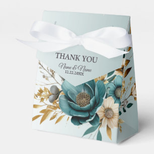 Ballotins Fête de mariage Turquoise Fleur blanche Feuilles d