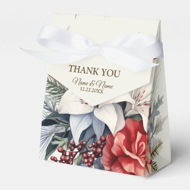 Ballotins Fête de Noël Blanc Fleurs rouges Vacances Élégante (Verso)