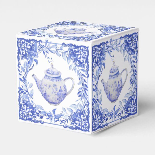 Ballotins Fête des mariées florale bleue et blanche (Verso)