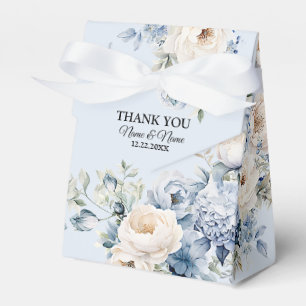 Ballotins Fête Dusty Blue Watercolor Fleurs d'ivoire Feuille