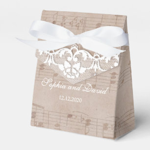 Ballotins Feuille de musique vintage et Mariage dentelle per