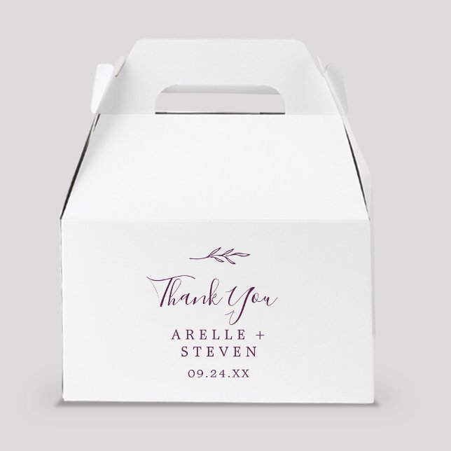 Ballotins Feuille minimale | Eggplant Purple Merci Mariage (Créateur téléchargé)