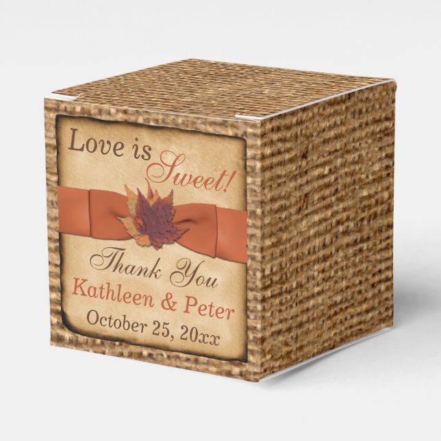 Ballotins Feuilles d'automne, FAUX Ballotin Burlap - Orange (Verso)