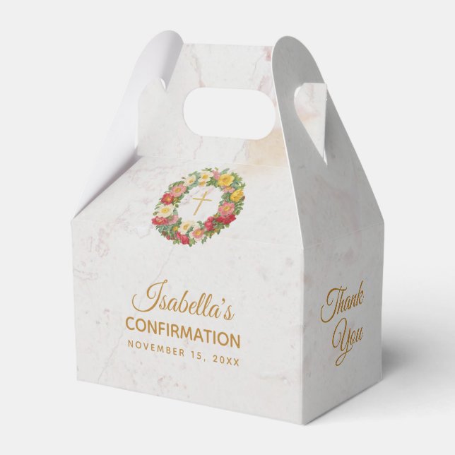Ballotins Fille Confirmation Croix Rose Wreath Marble Floral (Verso)