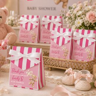 Ballotins Fille Ourson en peluche rose Baby Shower