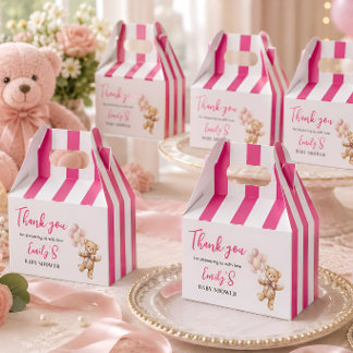 Ballotins Fille Ourson en peluche rose Baby Shower