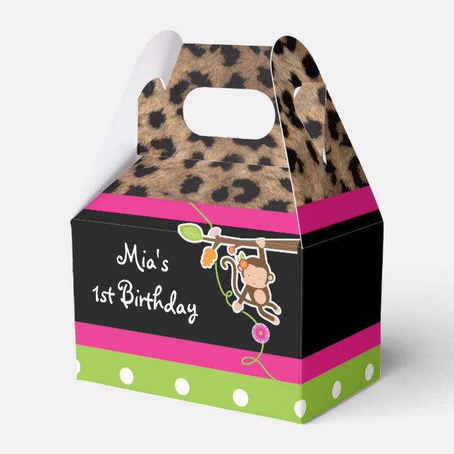 Ballotins Fille Singe Safari Chic Leopard Party Favoriser le (Verso)
