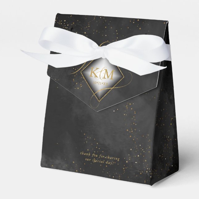 Ballotins Fine Lines Gold Abstrait Mariage V2 Black ID867 (Verso)