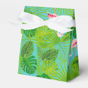 Ballotins Flamant rose palme tropicale boîte à cadeaux
