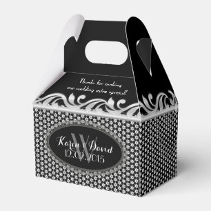 Ballotins Fleur d'argent Motif géométrique Noir Blanc