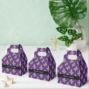Ballotins Fleur de Lis, Beige sur Violet, Royal, Votre Nom