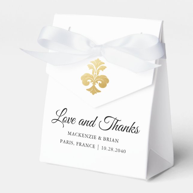 Ballotins Fleur de Lis Love Thanks Gold Mariage (Verso)