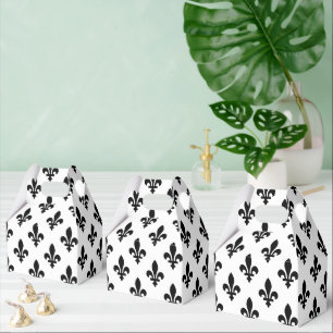 Ballotins Fleur de Lis Motif, Royal French, Noir sur Blanc