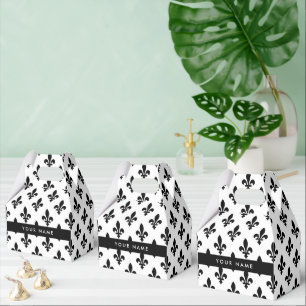 Ballotins Fleur de Lis, Noir sur Blanc, Noir, Votre Nom