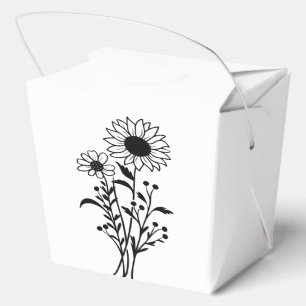 Ballotins Fleur de tournesol Noir Blanc Floral Party