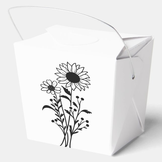 Ballotins Fleur de tournesol Noir Blanc Floral Party (Verso)