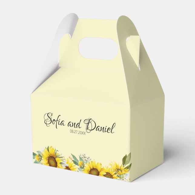 Ballotins Fleur sauvage de tournesol jaune mariage (Verso)