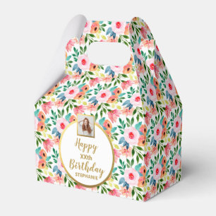 Ballotins Fleurs aquarelles, Photo personnalisée, Joyeux An