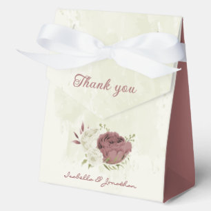 Ballotins fleurs blanches rose poussiéreuse mariage