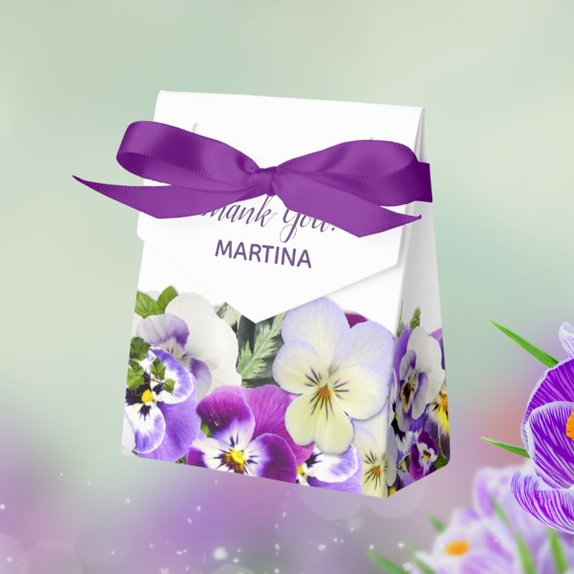 Ballotins Fleurs blanches violettes anniversaire nom Merci (Créateur téléchargé)
