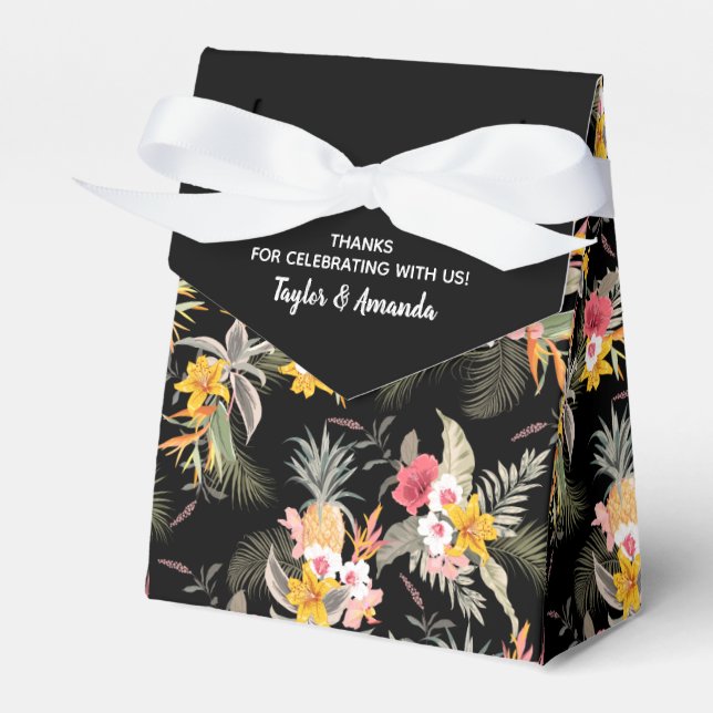 Ballotins Fleurs d'ananas tropicales sur tente noire (Verso)