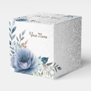 Ballotins Fleurs d'Aquarelle bleu Dusty Silver Elégant