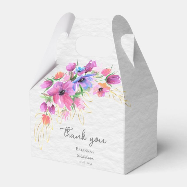 Ballotins Fleurs d'aquarelle Boho brillantes et verdure doré (Verso)