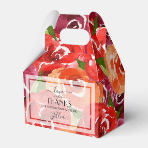 Ballotins Fleurs d'aquarelle rouge orange Claret