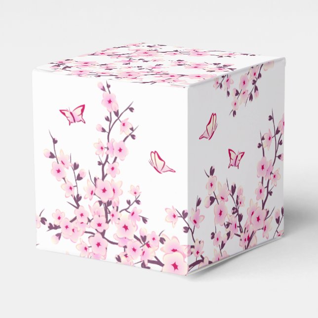 Ballotins Fleurs De Cerise Florale Et Papillons Rose Blanc (Verso)
