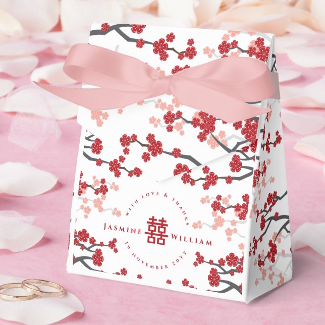 Ballotins Fleurs de cerisier et double bonheur Mariage chino (Mariage)