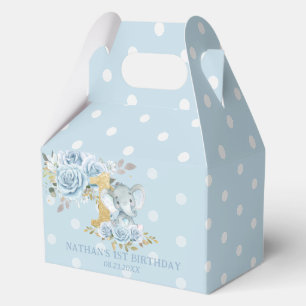 Ballotins Fleurs de Roses Bleues Eléphant Garçon 1er Anniver