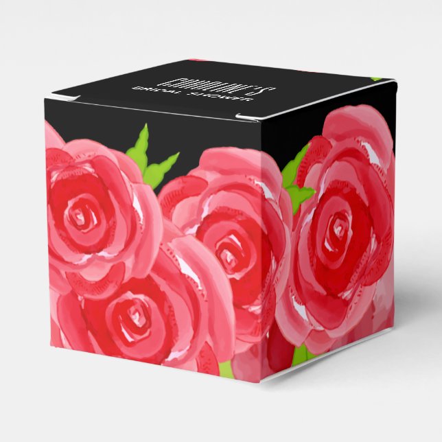 Ballotins Fleurs de roses rouges aquarelle carré de 2" (Verso)