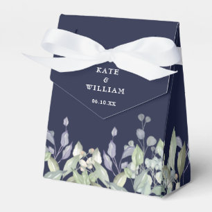Ballotins Fleurs de verdure lilas mariage bleu marine