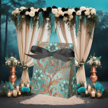 Fleurs et vignes en cuivre turquoise