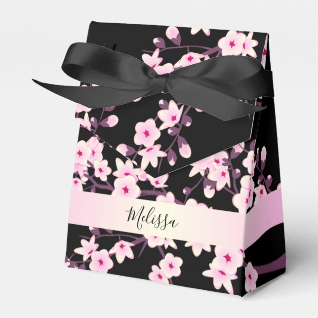 Ballotins Fleurs florales de cerisier rose noir personnalisé (Verso)