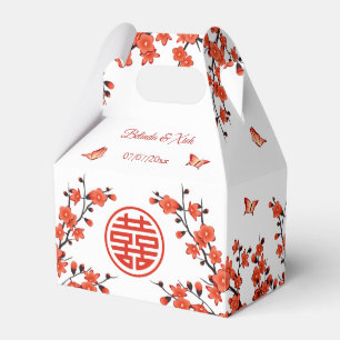 Ballotins Fleurs orientales rouges    Mariage chinois person