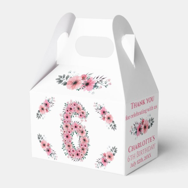 Ballotins Fleurs roses Gros 6e anniversaire fille Foliage ve (Verso)