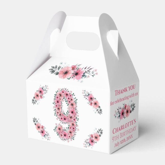 Ballotins Fleurs roses Gros 9e anniversaire fille Foliage ve (Verso)