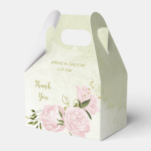 Ballotins fleurs roses romantiques avec mariage feuille vert