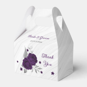 Ballotins fleurs violettes royales marbre feuille argent