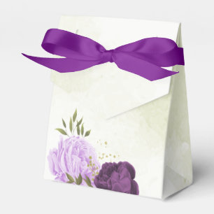 Ballotins fleurs violettes vert feuille mariage