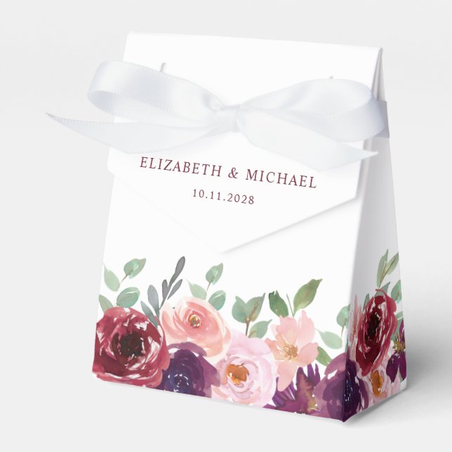 Ballotins Floral Bourgogne Rouge Blush Plum Mariage d'aquare (Verso)