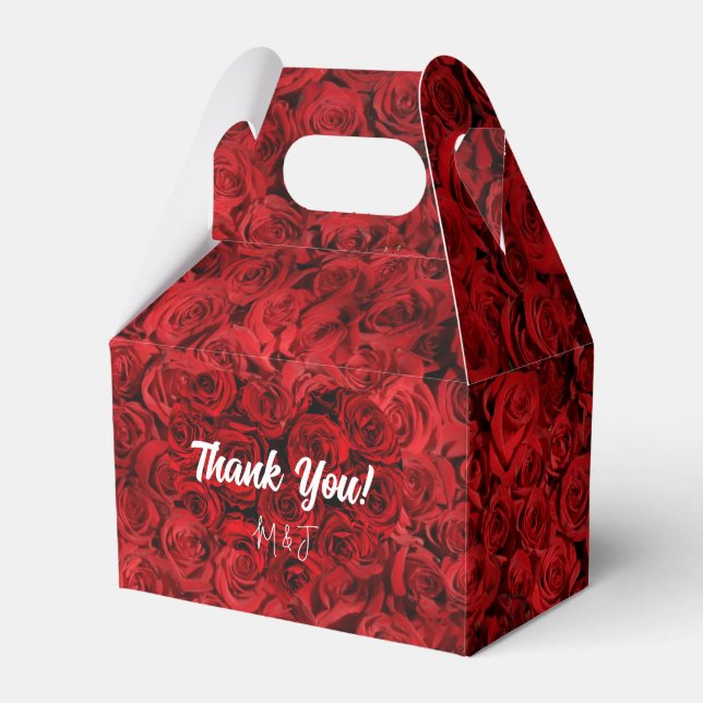 Ballotins Floral Coeur Rouge Roses Mariage Ballotin Merci (Verso)
